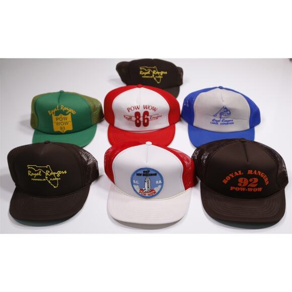 Royal Rangers Lot of 7 Vintage 80s 90s Trucker Hats Pow Wow Florida - Picture 1 of 7